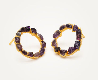 Small Amethyst Crown Studs - FUSION Collection