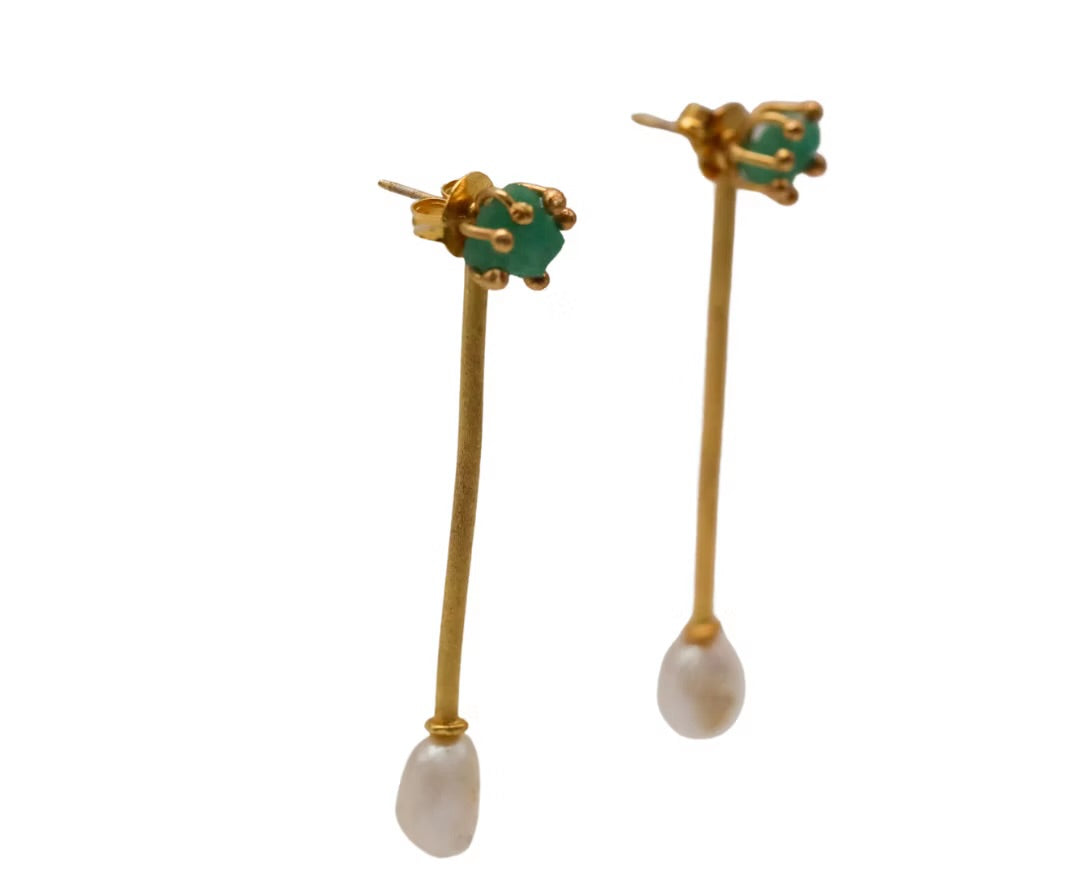 Maxi Arete Reemplazable Orquídea Perla y esmeralda