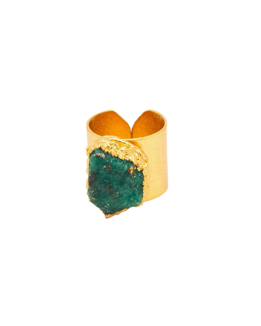 ANILLO BASE ANCHA CON ESMERALDA
