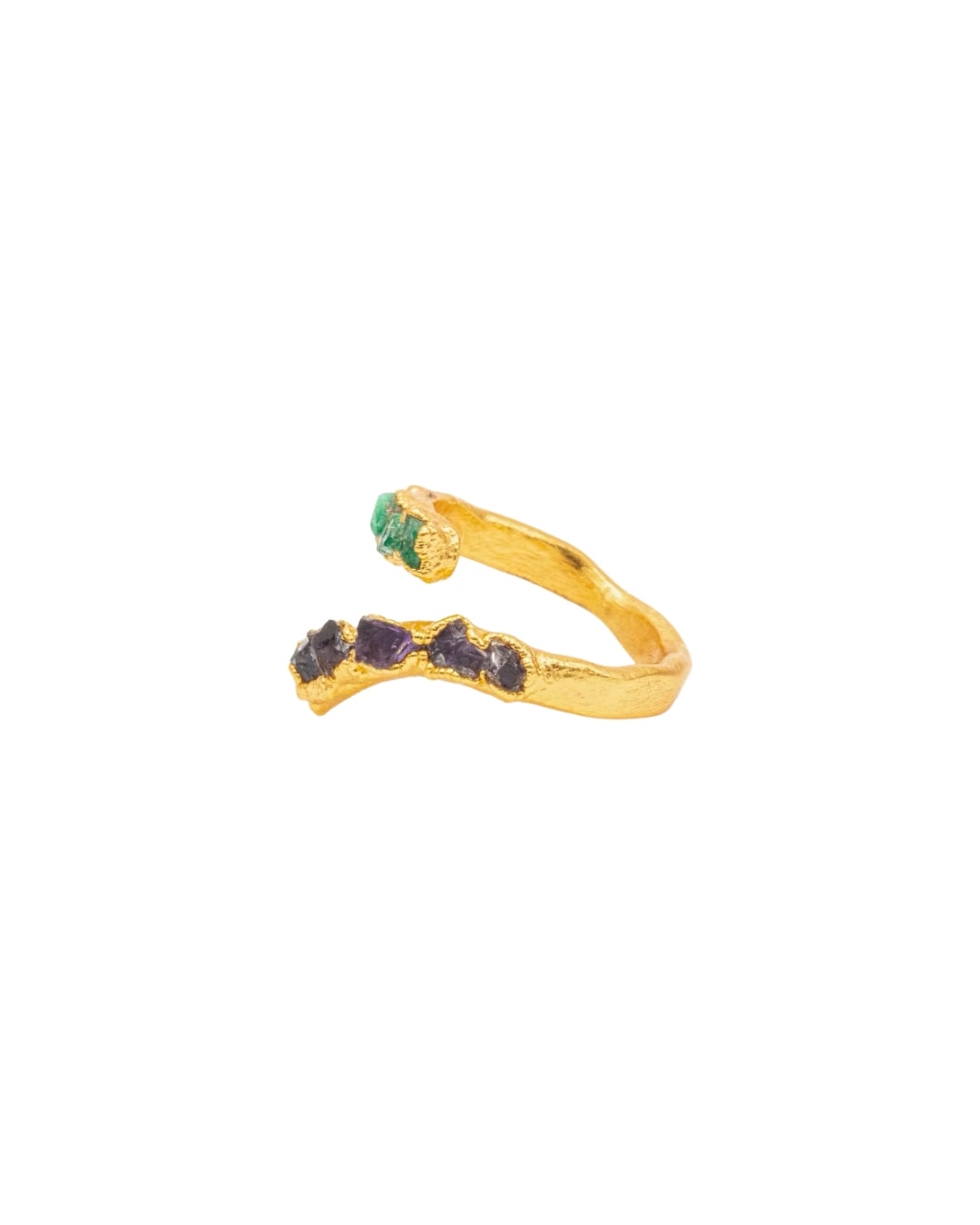 Emerald and amethyst mix spiral ring - Fusion Premium Collection