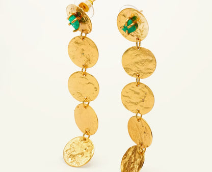 Earrings with 5 lattice circles and emerald