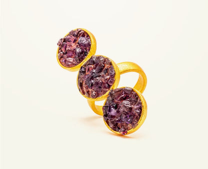 Anillo 3 Círculos Amatista resinado