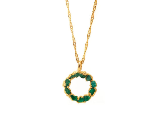 Dije corona con cadena pequeño esmeralda- FUSIÓN Collection