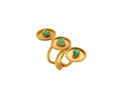 Anillo 3 circulos Trenza Esmeralda