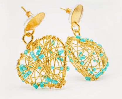 Arete tejido Corazón pequeño