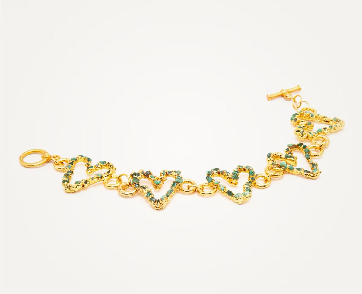 Pulsera  corazones esmeraldas  - L'AMOUR Collection