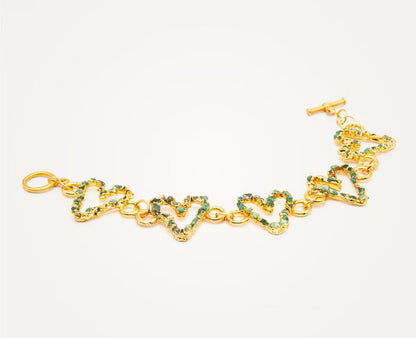 Pulsera  corazones esmeraldas  - L'AMOUR Collection