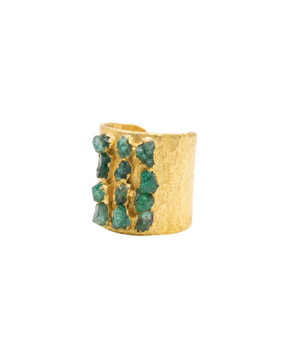 Wide Mosaic Ring with 9 Fusion Stones