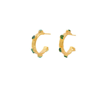 Small Flat Hoop Earrings 2 cm Emerald - FUSION