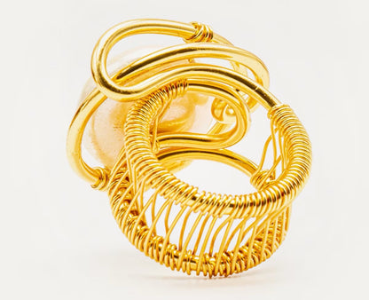 Anillo alambrado Perla plana