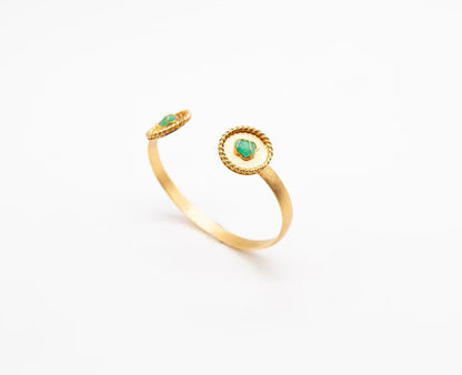 Brazalete Doble Círculo Trenza Esmeralda alambrada