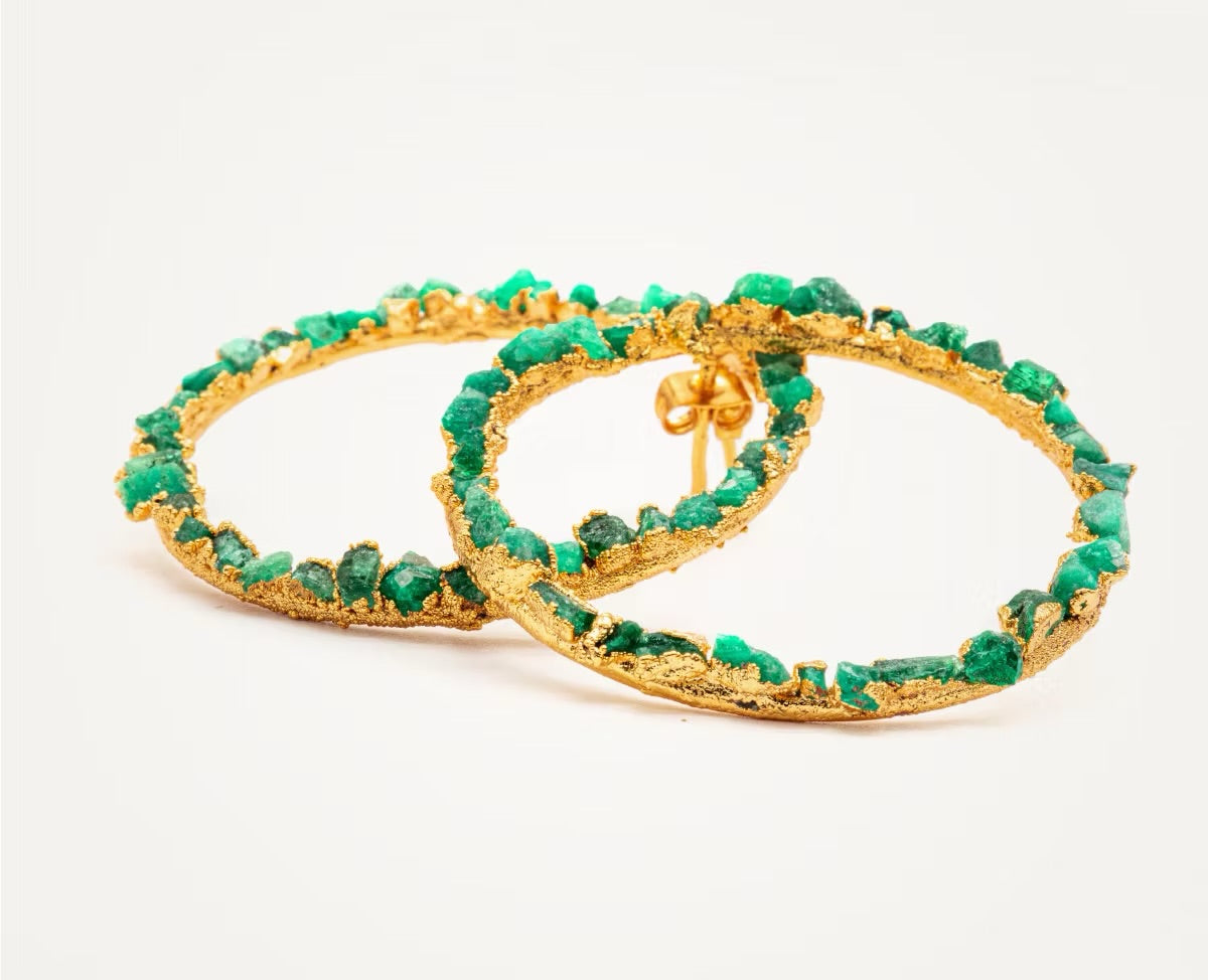 Medium Emerald Crown Stud Earrings - FUSION Collection