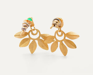 Mini Emerald 5 Leaf Earrings