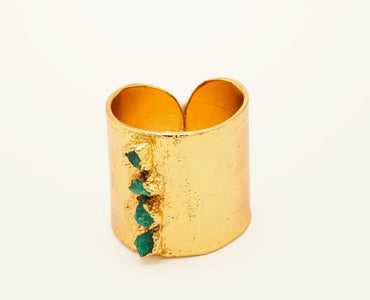 Anillo base ancha 5 esmeraldas - FUSIÓN Collection