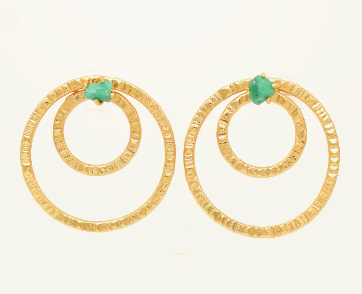 Topo doble círculo martillado esmeralda