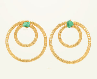 Topo doble círculo martillado esmeralda