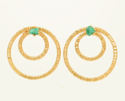 Topo doble círculo martillado esmeralda