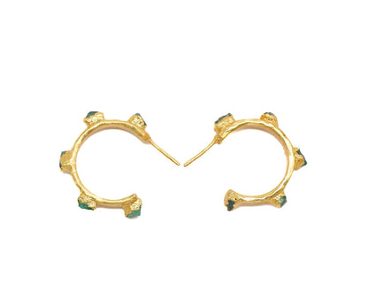 Small Flat Hoop Earrings 2 cm Emerald - FUSION