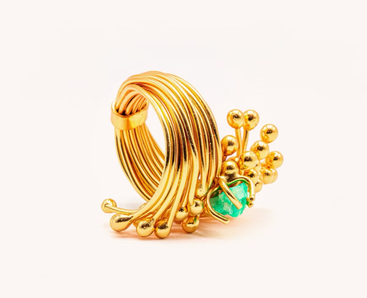 Anillo alfileres esmeralda  - RAÍCES Collection