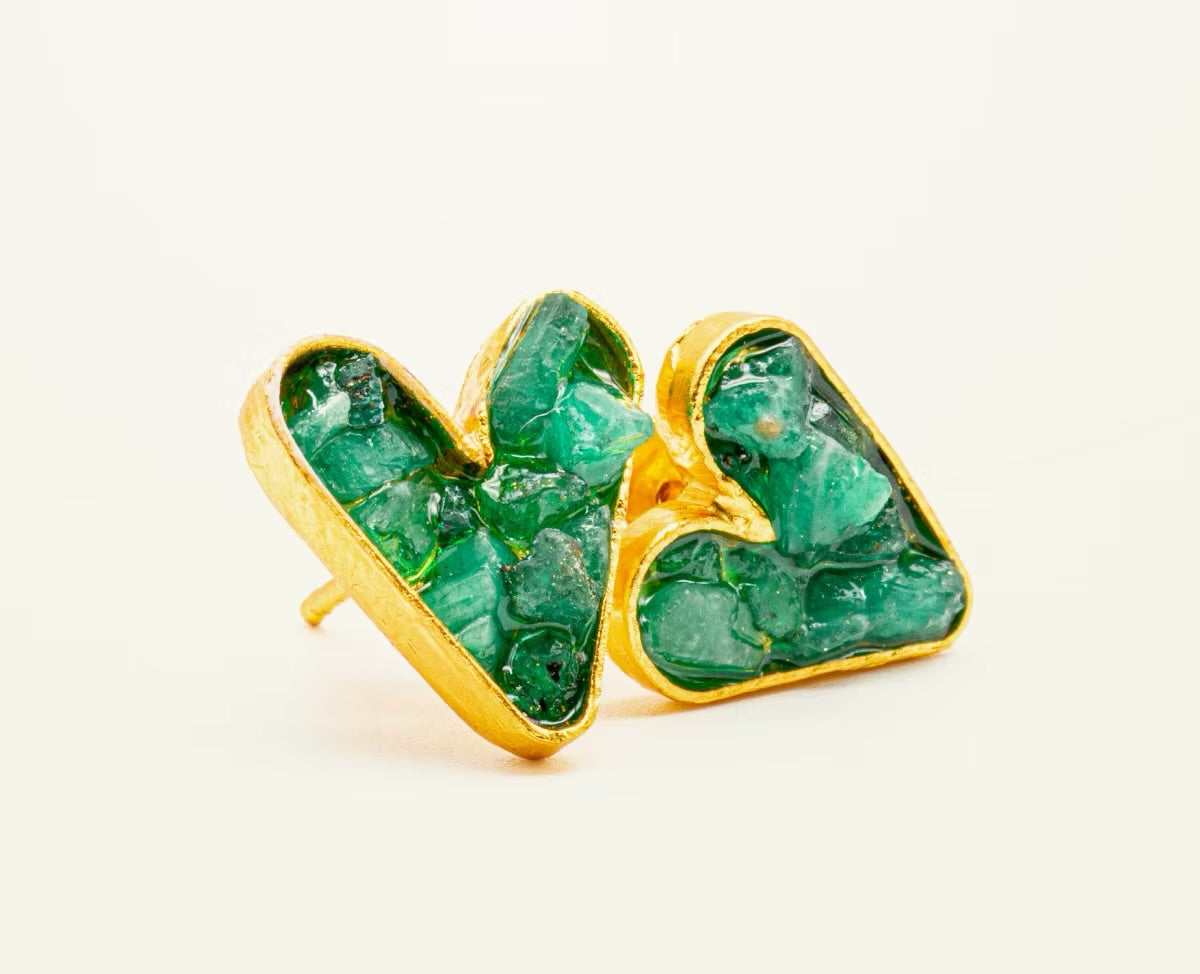 Topo corazón mediano esmeralda resinado - L'AMOUR Collection