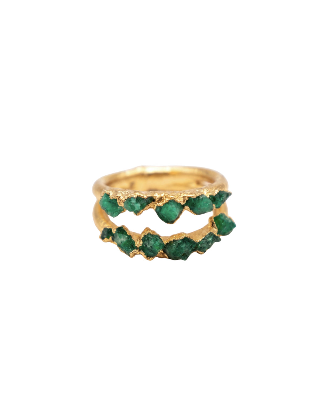 Double line emerald FUSION ring