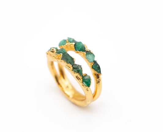 Anillo doble línea esmeralda FUSIÓN