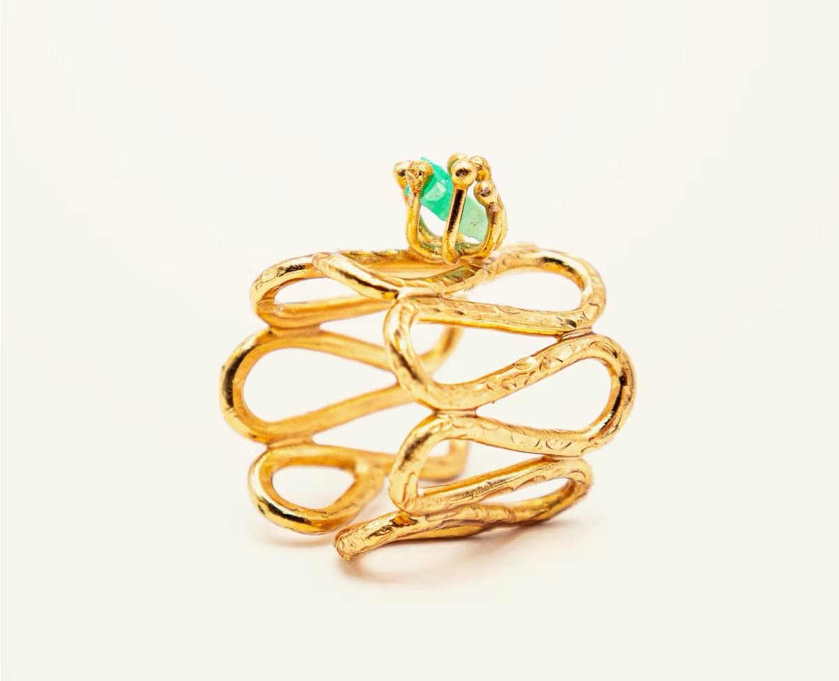 Anillo ondas Esmeralda