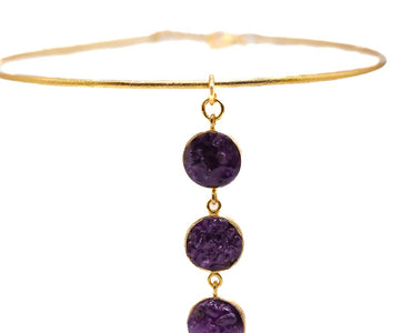 Choker Aro 3 Círculos Amatista resinado