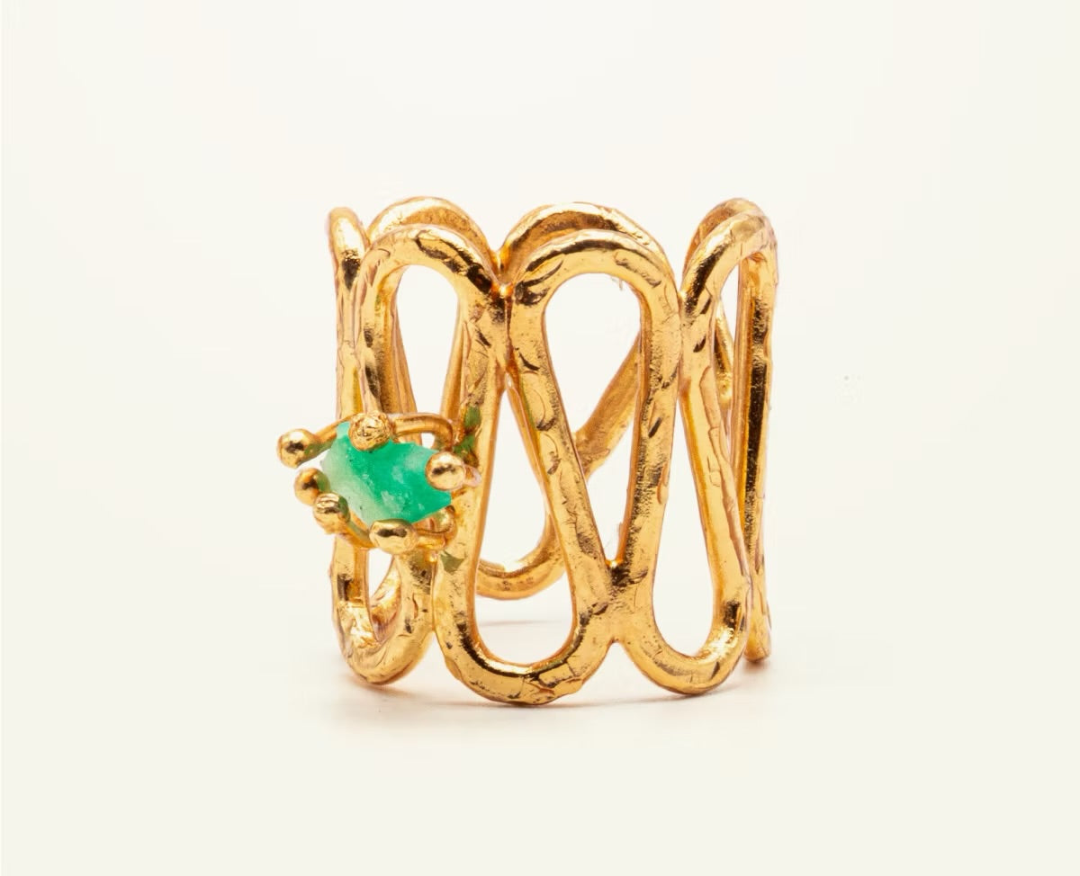 Anillo ondas Esmeralda