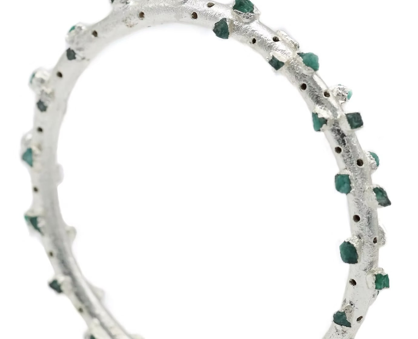 Brazalete Chunky Plata 925 esmeralda fusión