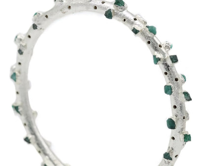 Brazalete Chunky Plata 925 esmeralda fusión