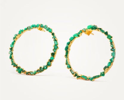 Medium Emerald Crown Stud Earrings - FUSION Collection