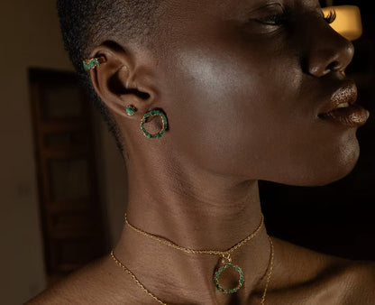 Small emerald crown stud - FUSION Collection