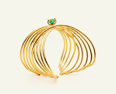 Brazalete grande Alambres Cruzados Esmeralda