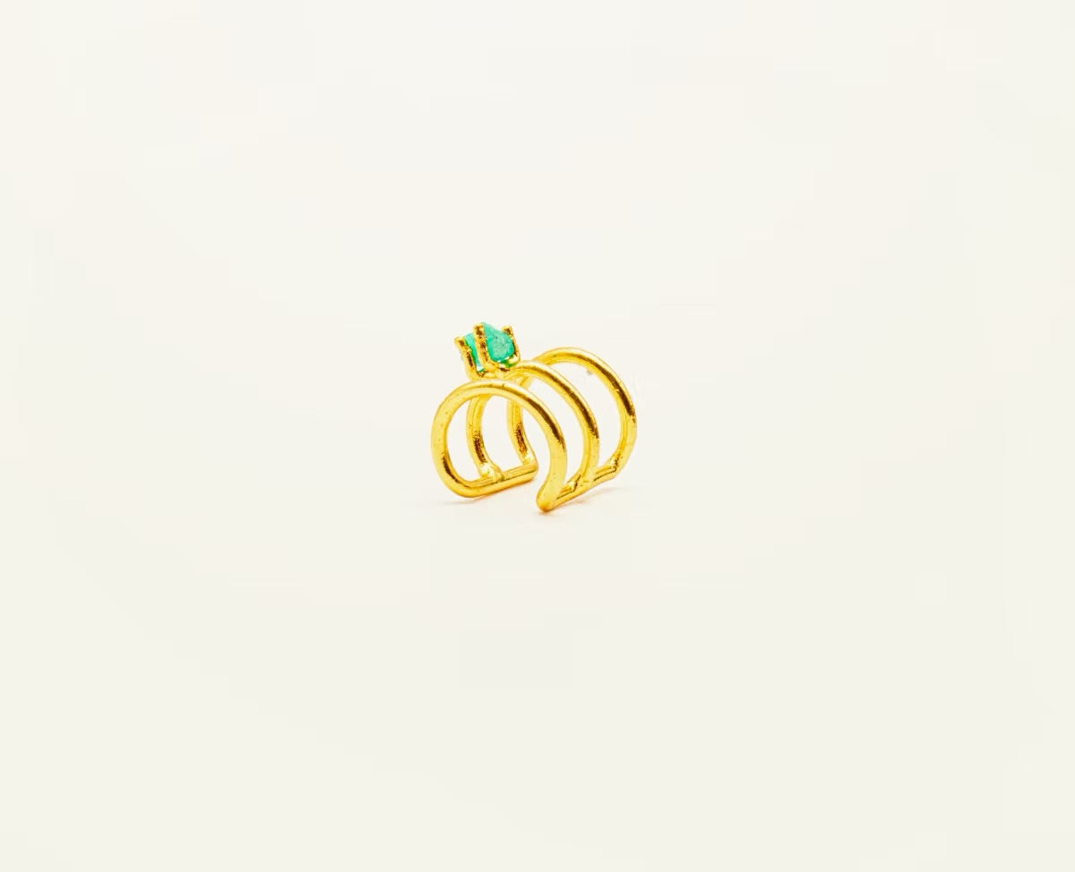 Earcuff grande 3 Líneas Esmeralda