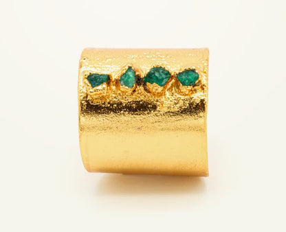 Anillo base ancha 5 esmeraldas - FUSIÓN Collection