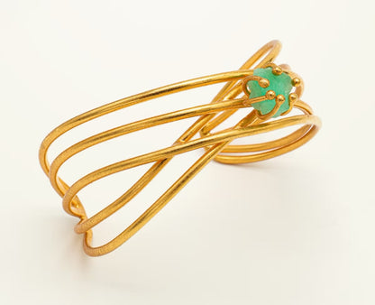 Brazalete pequeño alambres cruzados Esmeralda