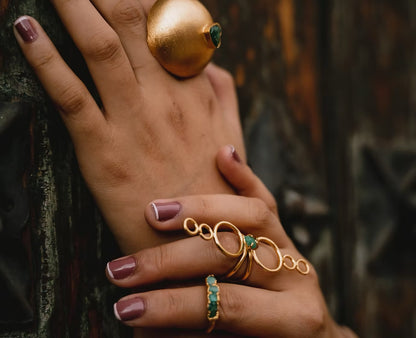 Anillo 6 círculos degrade esmeralda