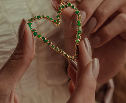 Large Emerald Heart Pendant Necklace - L'AMOUR Collection