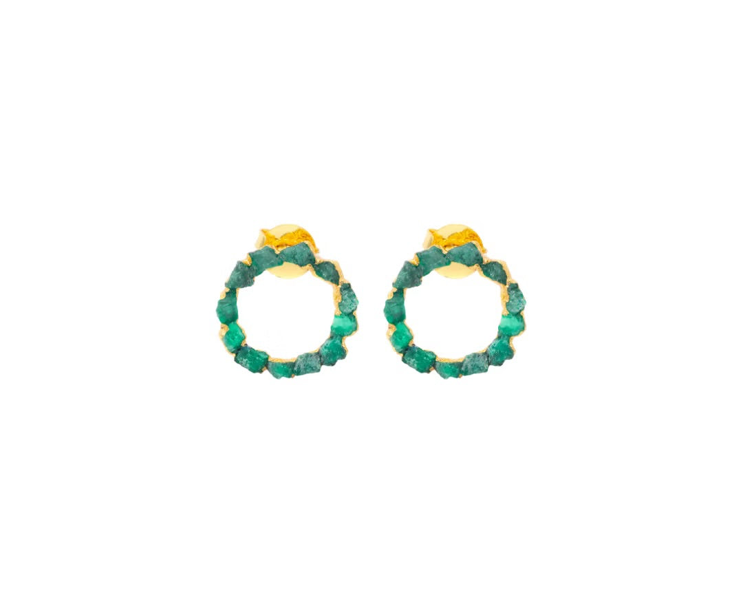 Small emerald crown stud - FUSION Collection