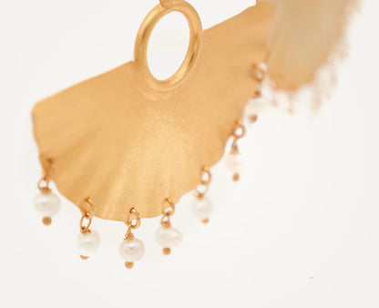Aretes abanicos perlas naturales