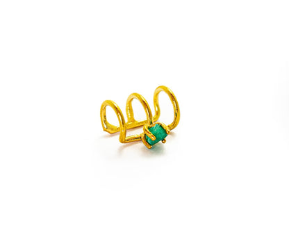 Earcuff pequeño 3 líneas esmeralda