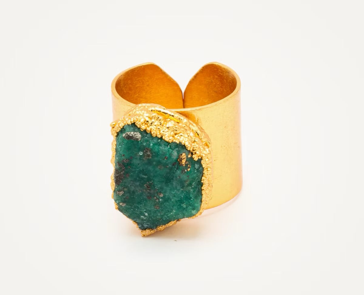 Anillo base ancha 1 esmeralda - FUSIÓN Collection