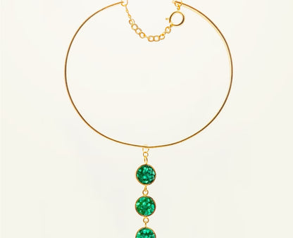 Choker Aro 3 Círculos esmeralda resinado