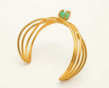 Brazalete pequeño alambres cruzados Esmeralda