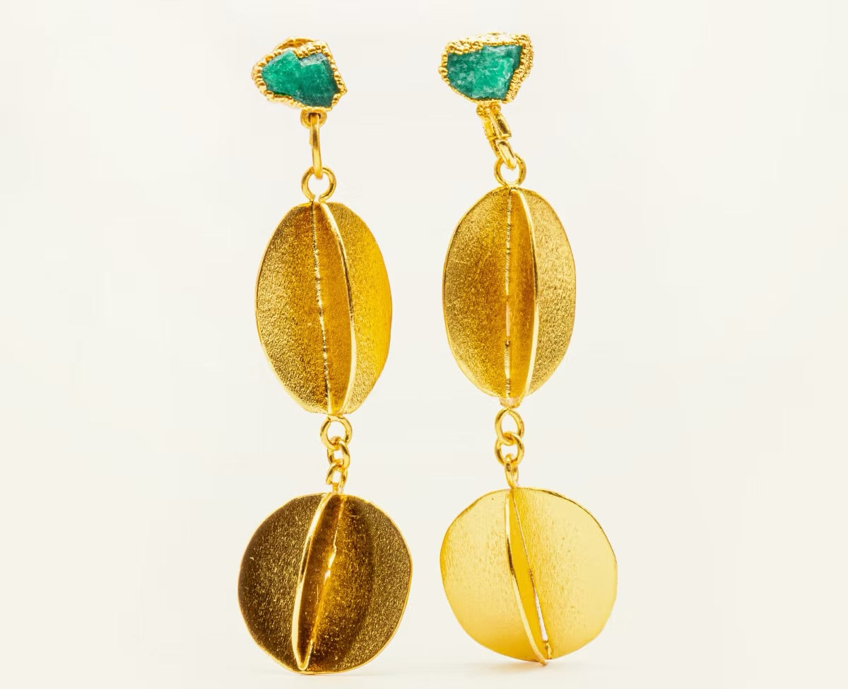 Geometric Emerald Earrings