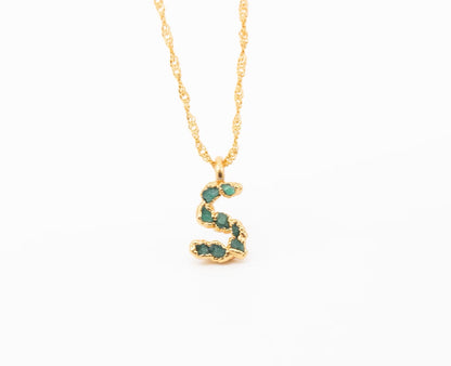 I pendant with chain, small emerald lettering, FUSION