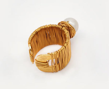 Anillo alambrado perla - RAÍCES Collection