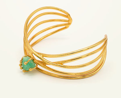 Brazalete pequeño alambres cruzados Esmeralda