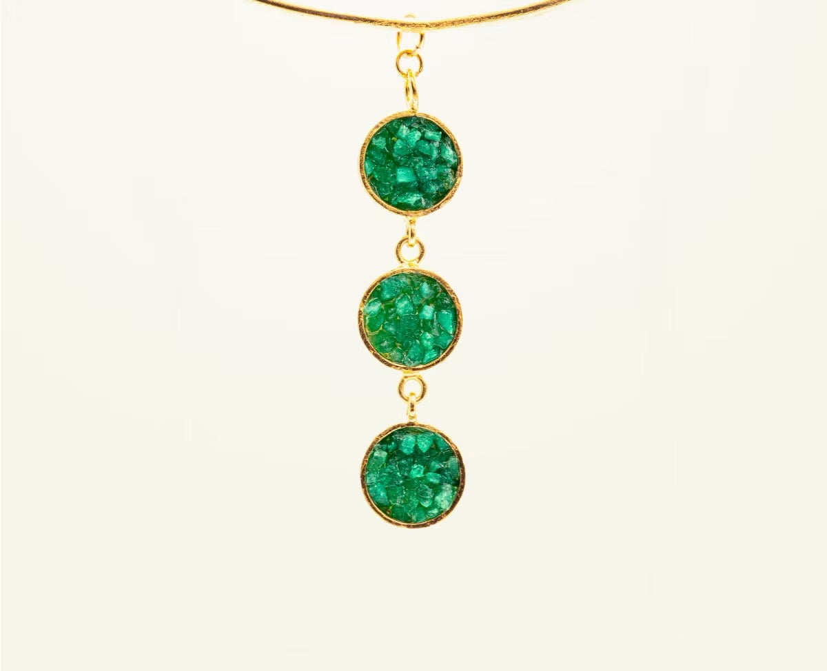 Choker Aro 3 Círculos esmeralda resinado